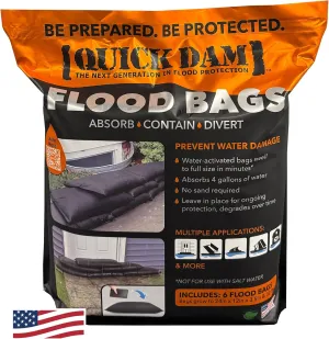 Quick Dam - QD1224-6 Water Activated Flood Bags 1ft x 2ft, 6-Pack