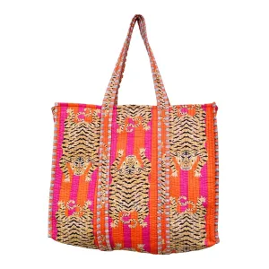 Quilted Cotton Handprinted Tote Bag, Reversible Tote Bag for Women, Indian Handmade Block Printed Tote Bag, Travelling Bag, Shopping Bag, Picnic Bag