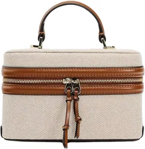 QWINEE Women's Tassel Box Handbag Zipper Top Handle Crossbody Bags Purse with Adjustable Strap