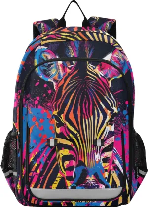 Rainbow Zebra Print Backpack for Boys Middle-School Elementary Bookbags 20325167 Horse