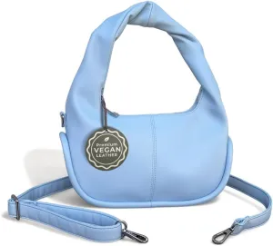 Recycled Vegan Crossbody Bag & Shoulder Bag for Women and Beyond - Chic Sustainable Fashion Handbag for Spring 2025 – Luxury Grade Faux Leather - Medium/Small Hobo, Light Blue