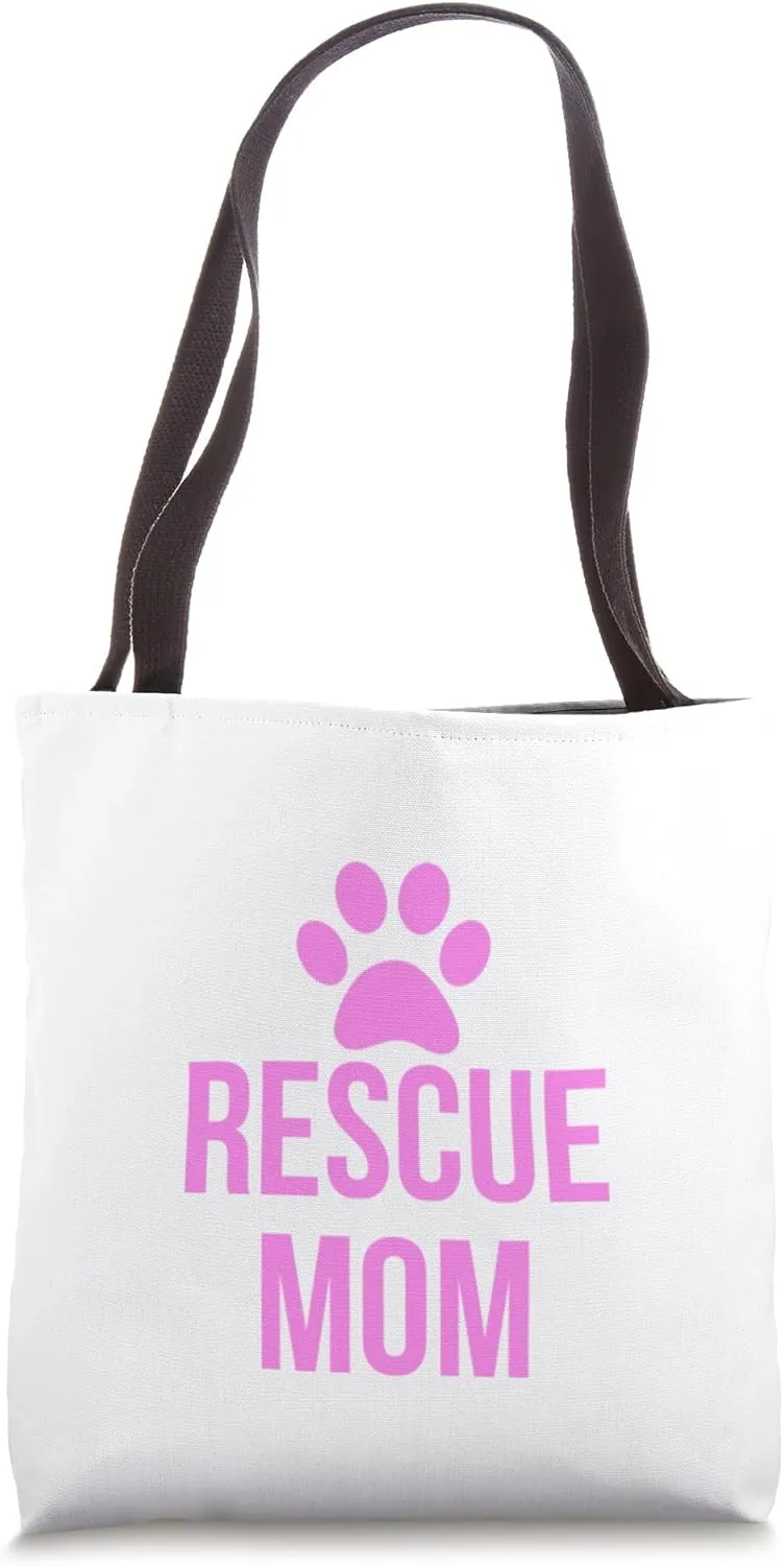 Rescue Mom Paw Print Puppy Dog Tote Bag