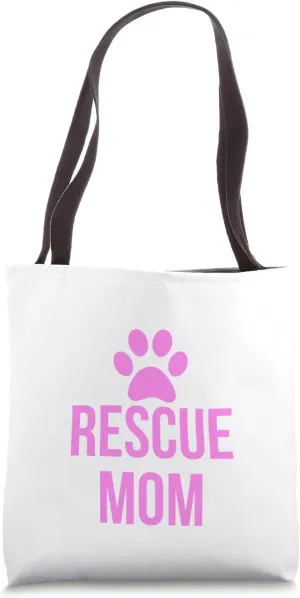 Rescue Mom Paw Print Puppy Dog Tote Bag