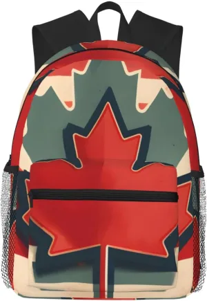 Retro Canada Flag pattern print Lightweight duffel bag, travel hiking daypack, comfortable backpack, sports bag