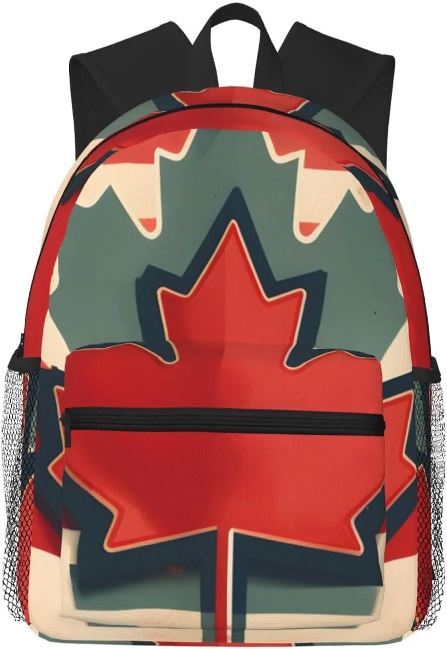 Retro Canada Flag pattern print Lightweight duffel bag, travel hiking daypack, comfortable backpack, sports bag