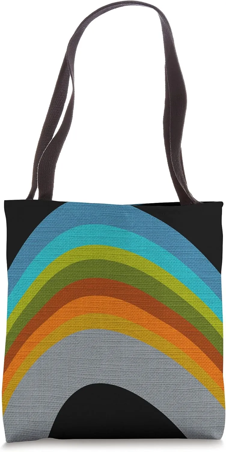 Retro Print Rainbow Arc Tote Bag