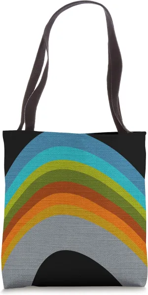 Retro Print Rainbow Arc Tote Bag