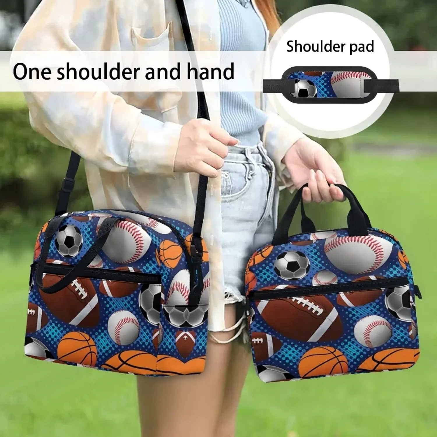 Rnyleeg Boys School Bag Rugby Football Painting Print Kids Girls Primary School Backpacks with Insulated Lunch Box Pencil Holder,3 Pack