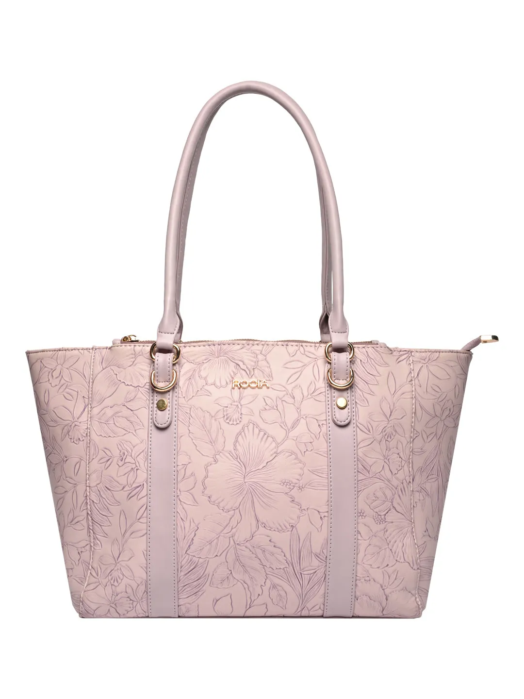 Rocia By Regal Lilac Women Self Print Tote Bag
