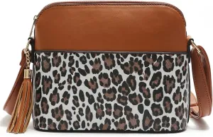 ROUROU Tassel Shoulder Bag for Women Leopard Print Crossbody Bag Large Capacity Satchel Fashion Handbag Purse