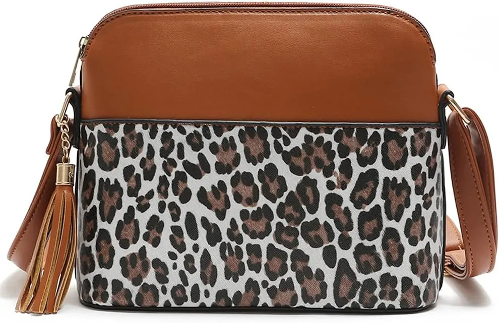 ROUROU Tassel Shoulder Bag for Women Leopard Print Crossbody Bag Large Capacity Satchel Fashion Handbag Purse