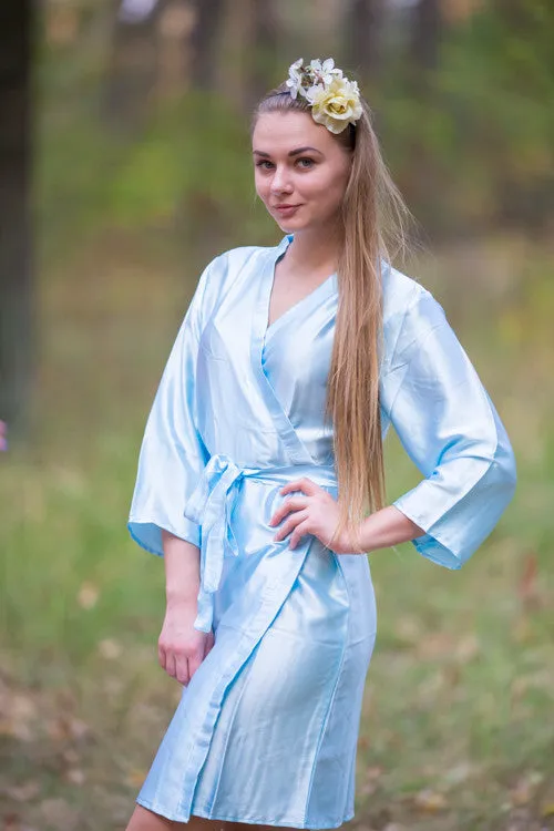 Satin silk Kimono bridesmaids robes- Solid  Light Blue Robes