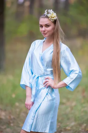 Satin silk Kimono bridesmaids robes- Solid  Light Blue Robes