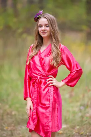 Satin silk Kimono bridesmaids robes- Solid Rose Pink Color Robes