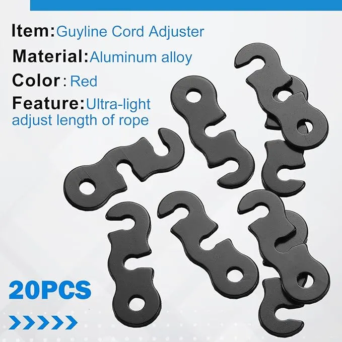 SATINIOR Guyline Tensioner Aluminum Alloy Guy Line Cord Adjusters Tent Rope Tensioners Paracord Tensioner for Outdoor Tent Camping Hiking Accessories