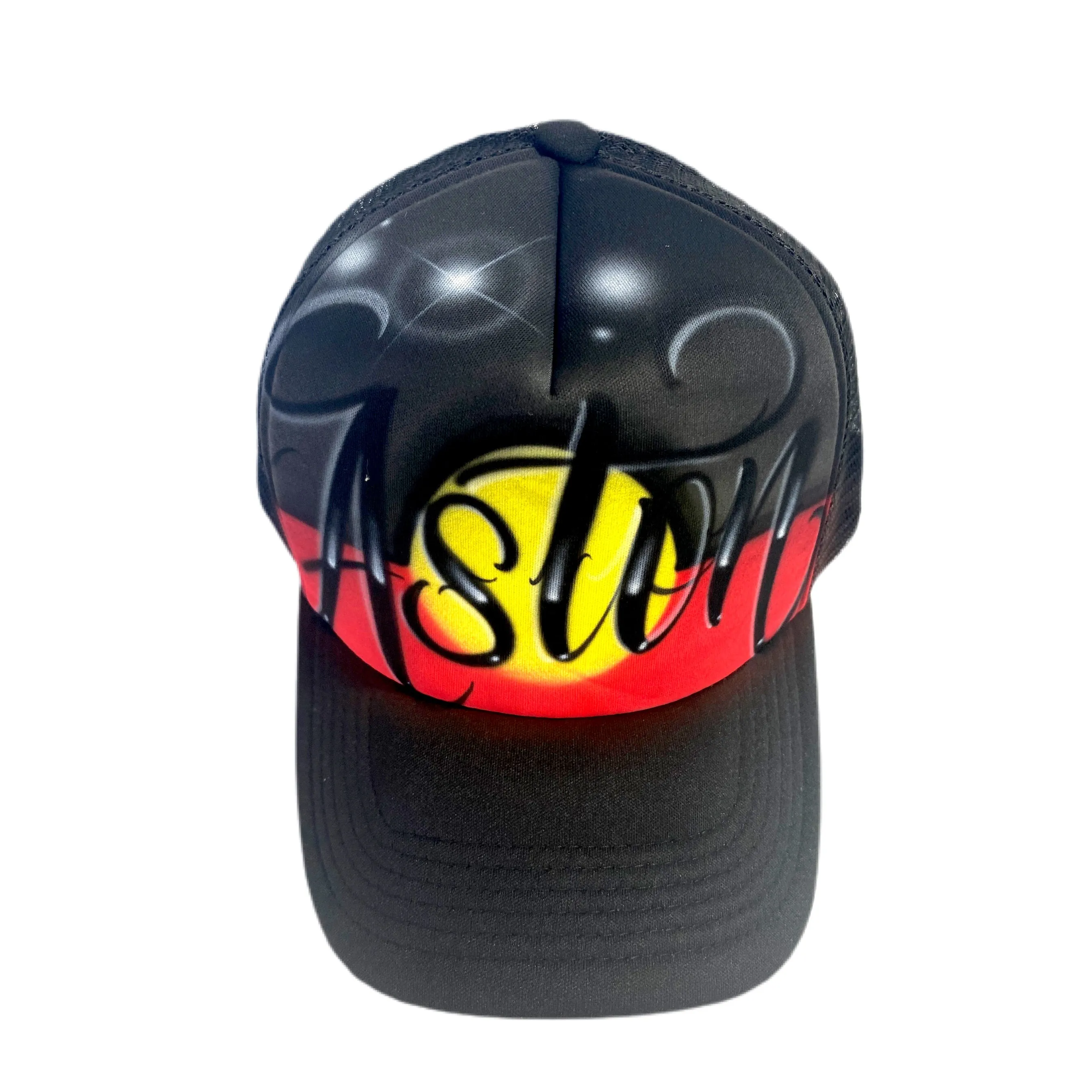 Script Aboriginal Flag Style - Custom Combo (AB) 1x Backpack, 1x Lunchbox, 1x Trucker Cap