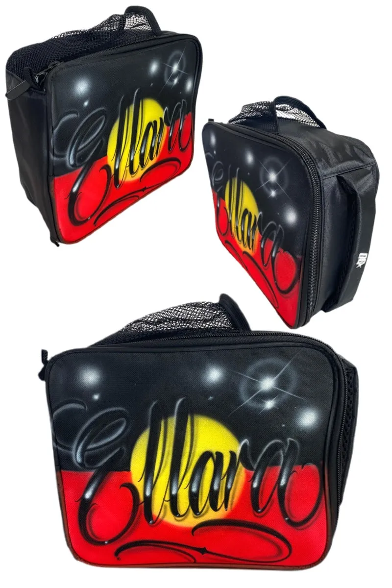 Script Aboriginal Flag Style - Custom Combo (AB) 1x Backpack, 1x Lunchbox, 1x Trucker Cap