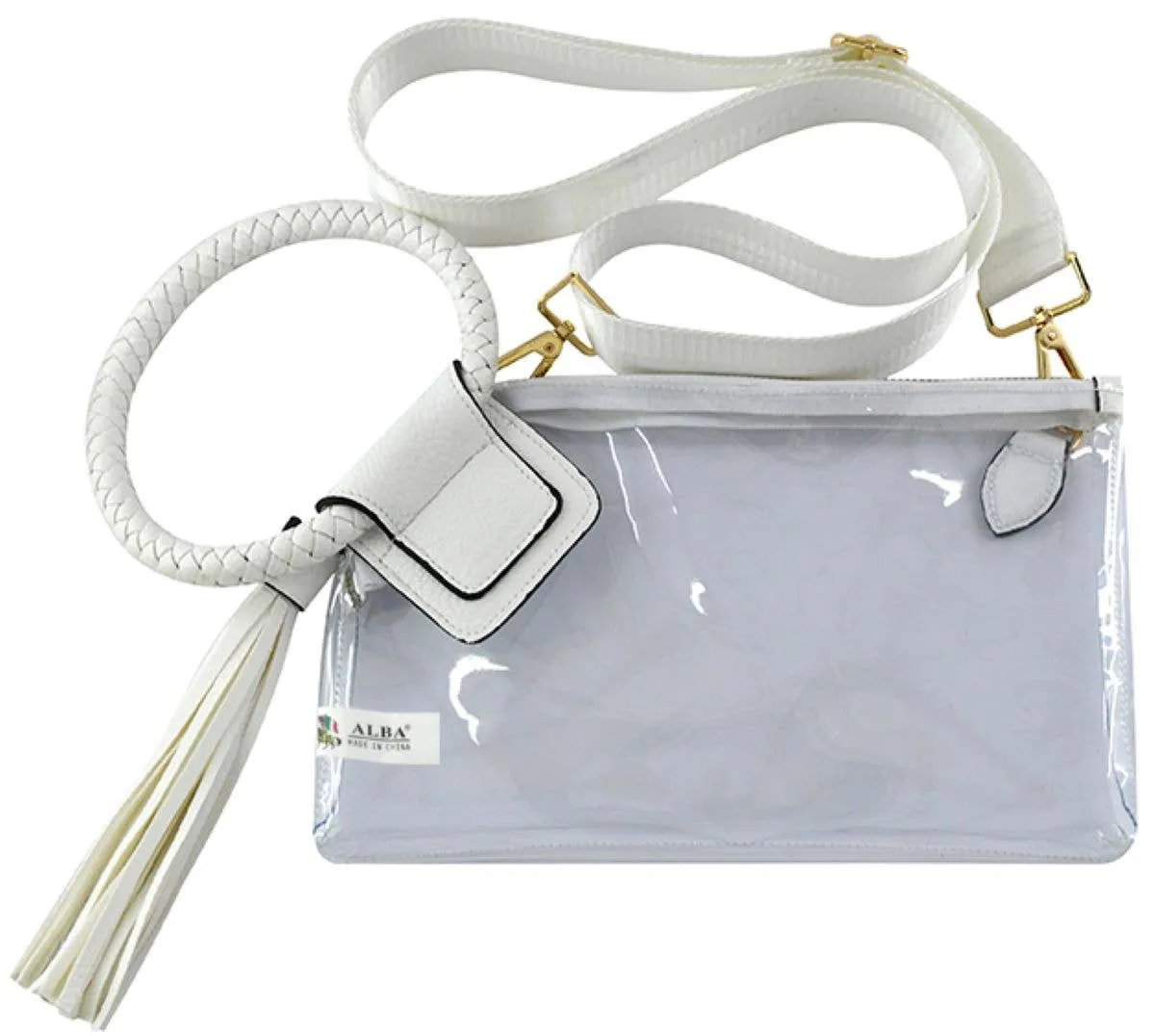 See Through Clear Cuff Handle Tassel Wrislet Clutch