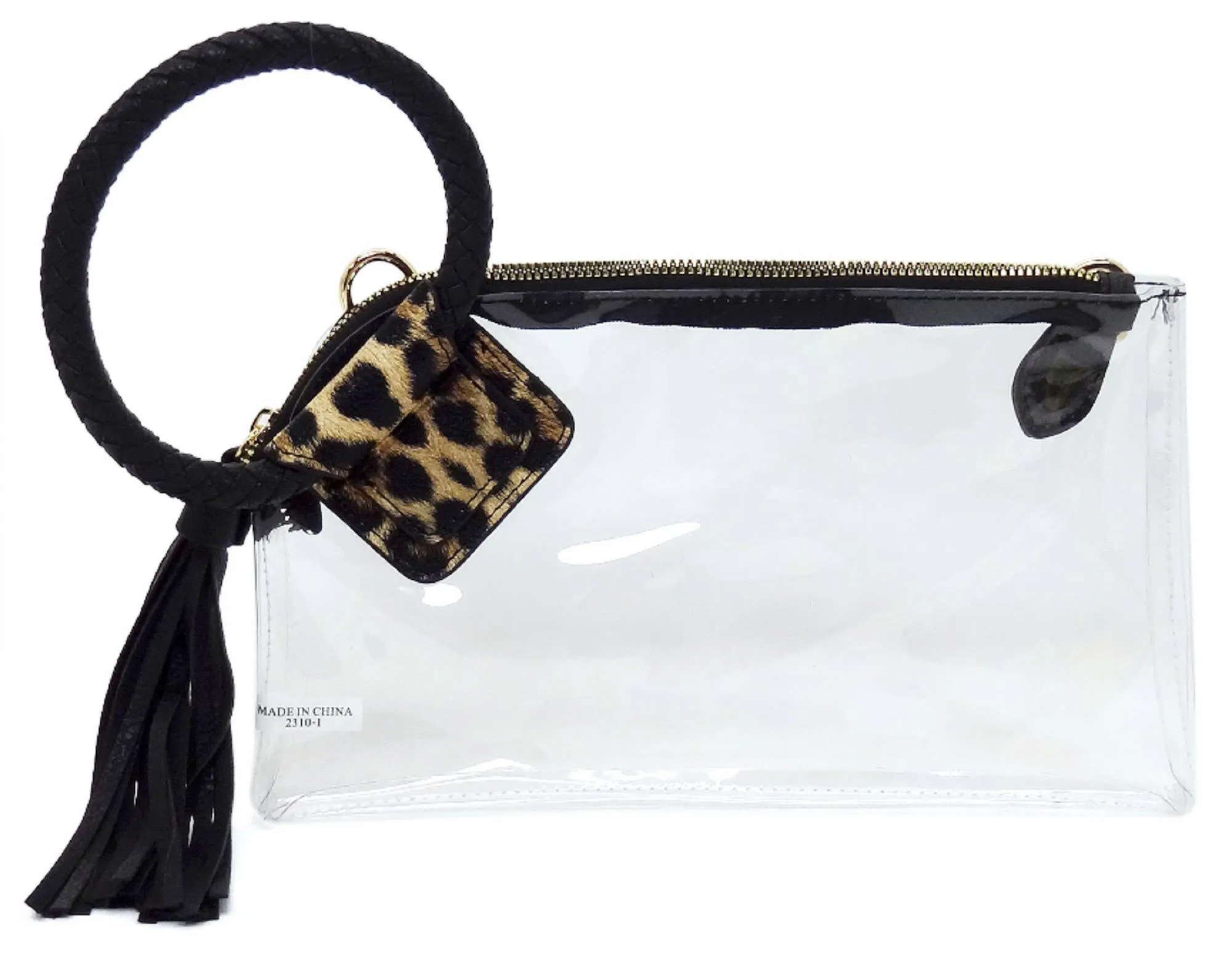 See Through Clear Cuff Handle Tassel Wrislet Clutch