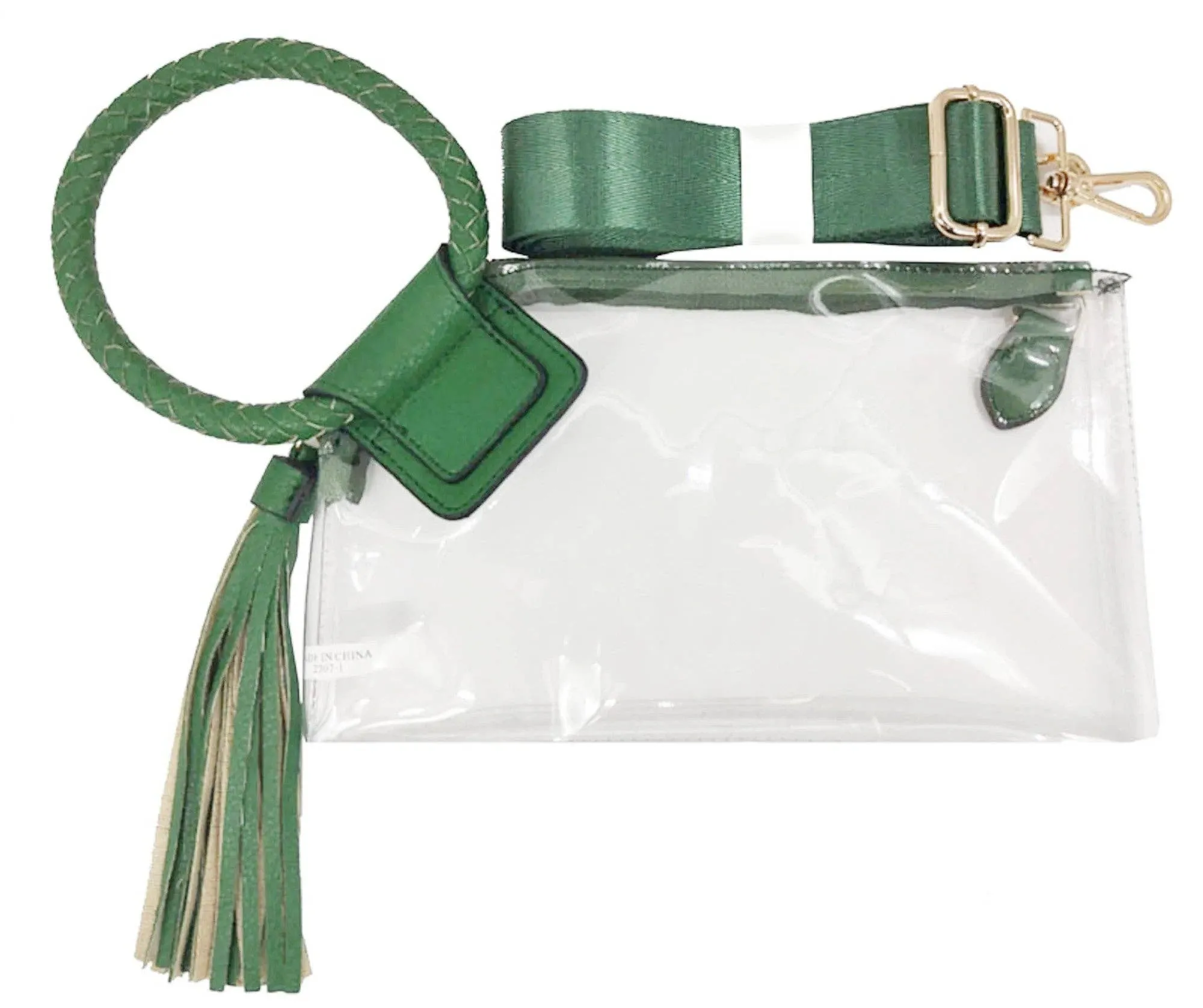See Through Clear Cuff Handle Tassel Wrislet Clutch