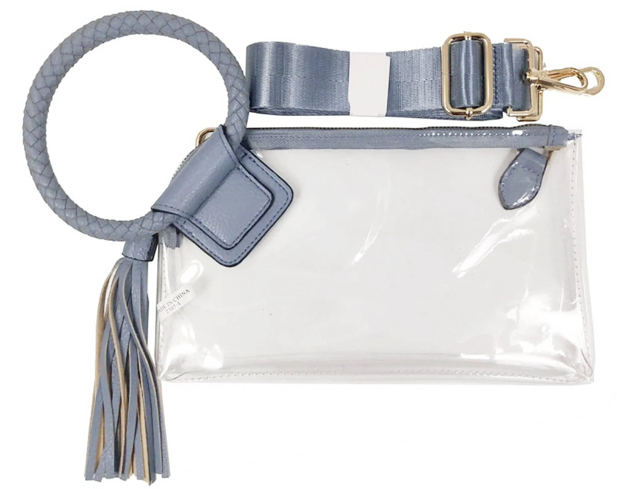 See Through Clear Cuff Handle Tassel Wrislet Clutch
