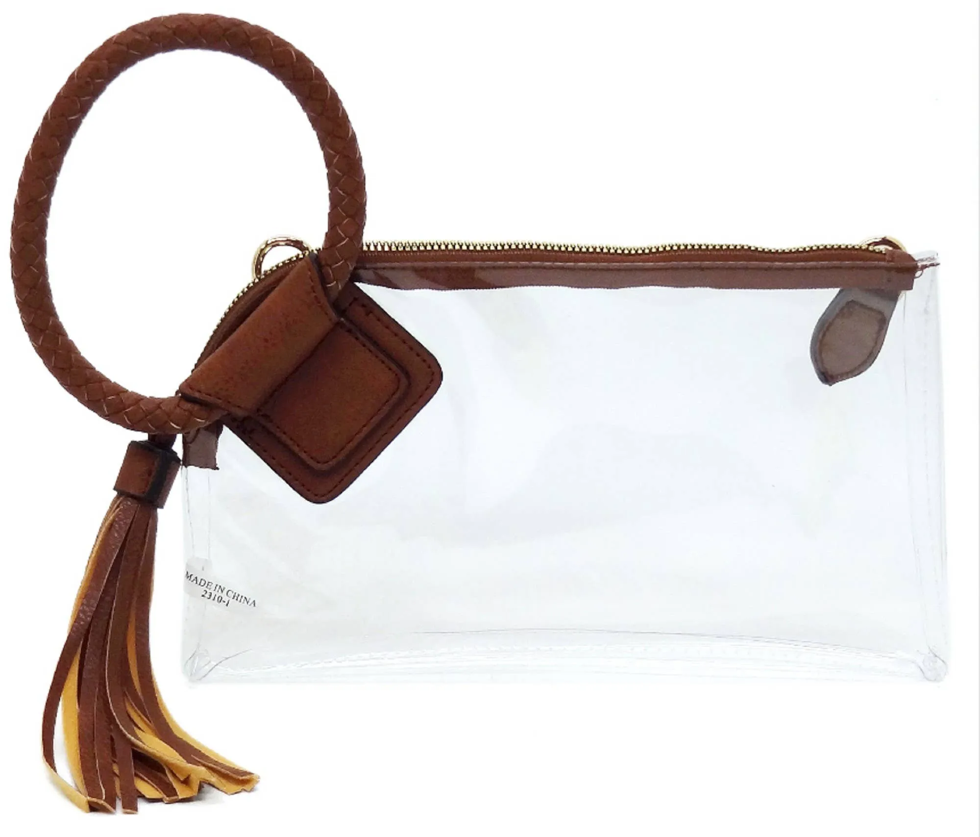 See Through Clear Cuff Handle Tassel Wrislet Clutch