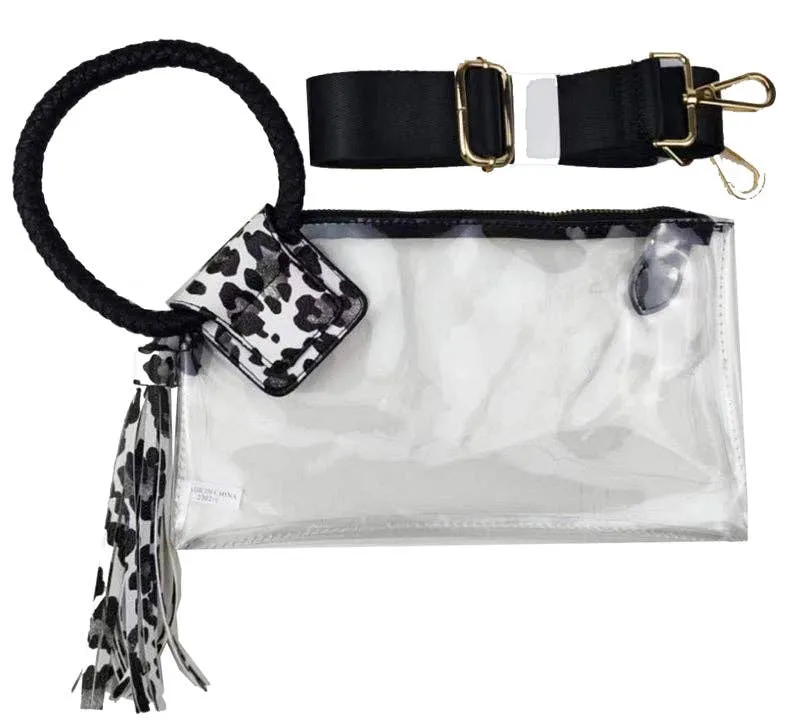 See Through Clear Cuff Handle Tassel Wrislet Clutch