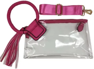 See Through Clear Cuff Handle Tassel Wrislet Clutch
