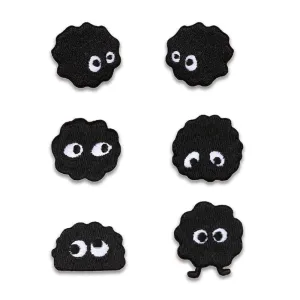 Self-Adhesive Black Coal Ball Elf Embroidered Patches 6 Pack
