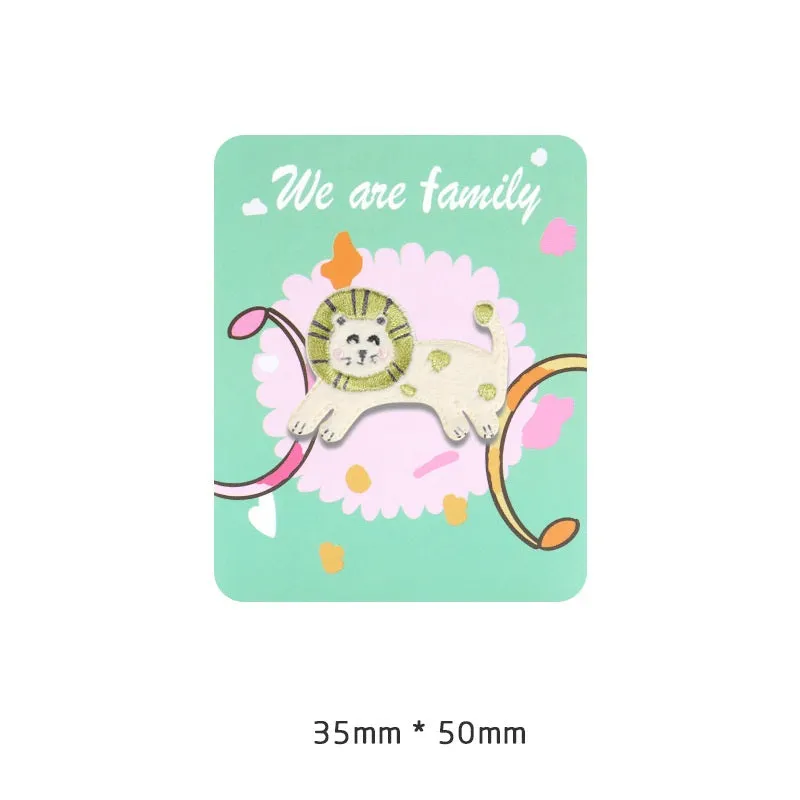 Self-Adhesive Plush Lion Embroidered Patch 6PCS