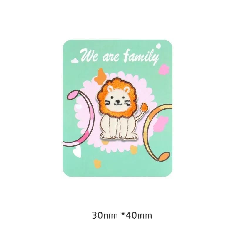 Self-Adhesive Plush Lion Embroidered Patch 6PCS