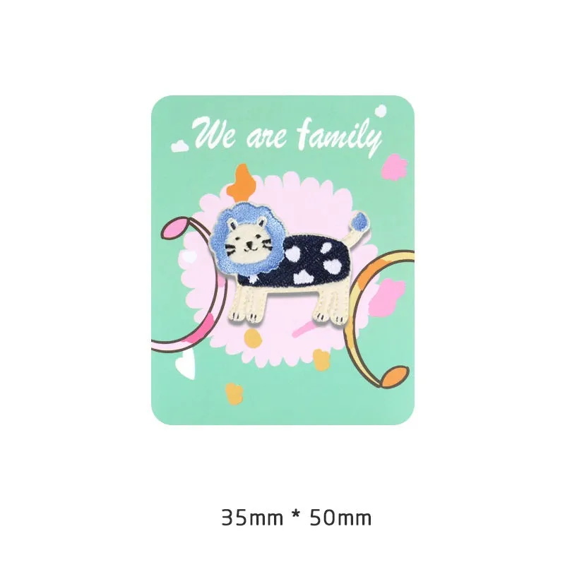 Self-Adhesive Plush Lion Embroidered Patch 6PCS