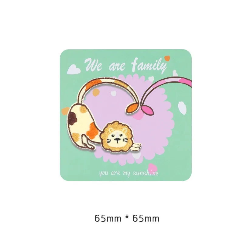 Self-Adhesive Plush Lion Embroidered Patch 6PCS