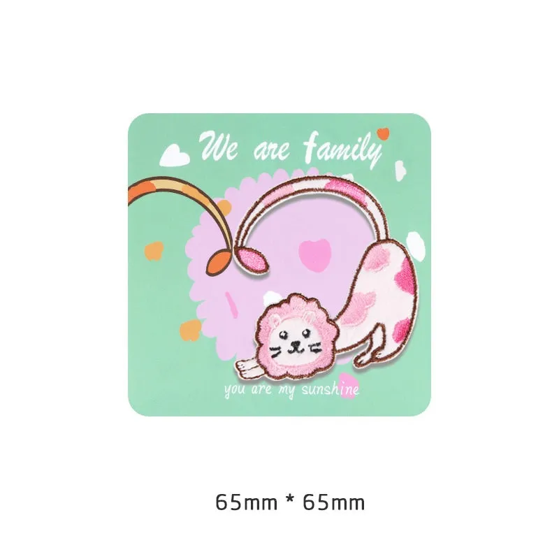 Self-Adhesive Plush Lion Embroidered Patch 6PCS