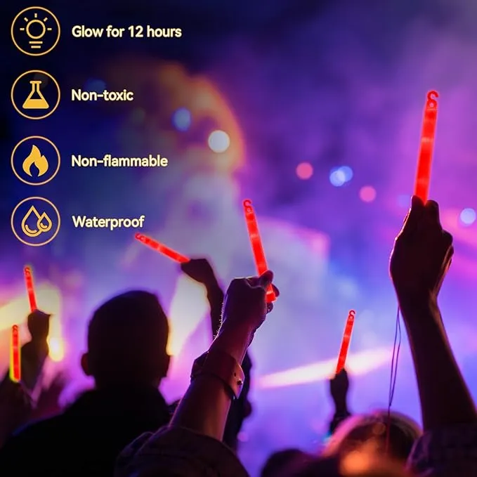 Shappy 30 Pcs 6 Inch Glow Sticks with 12 Hour Duration Bright Emergency Light Sticks for Camping Hiking Activities Glowsticks for Party Bulk Accessories