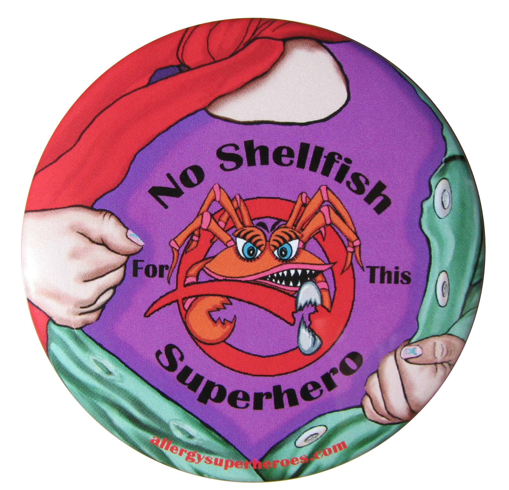 Shellfish Allergy Superhero Girl Button