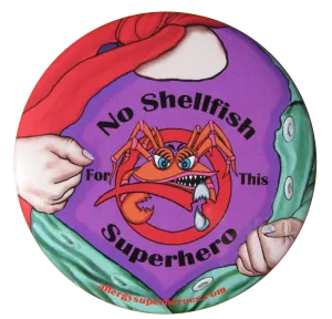 Shellfish Allergy Superhero Girl Button