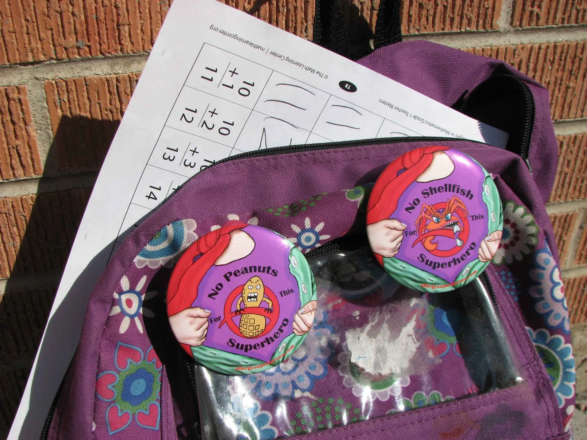 Shellfish Allergy Superhero Girl Button