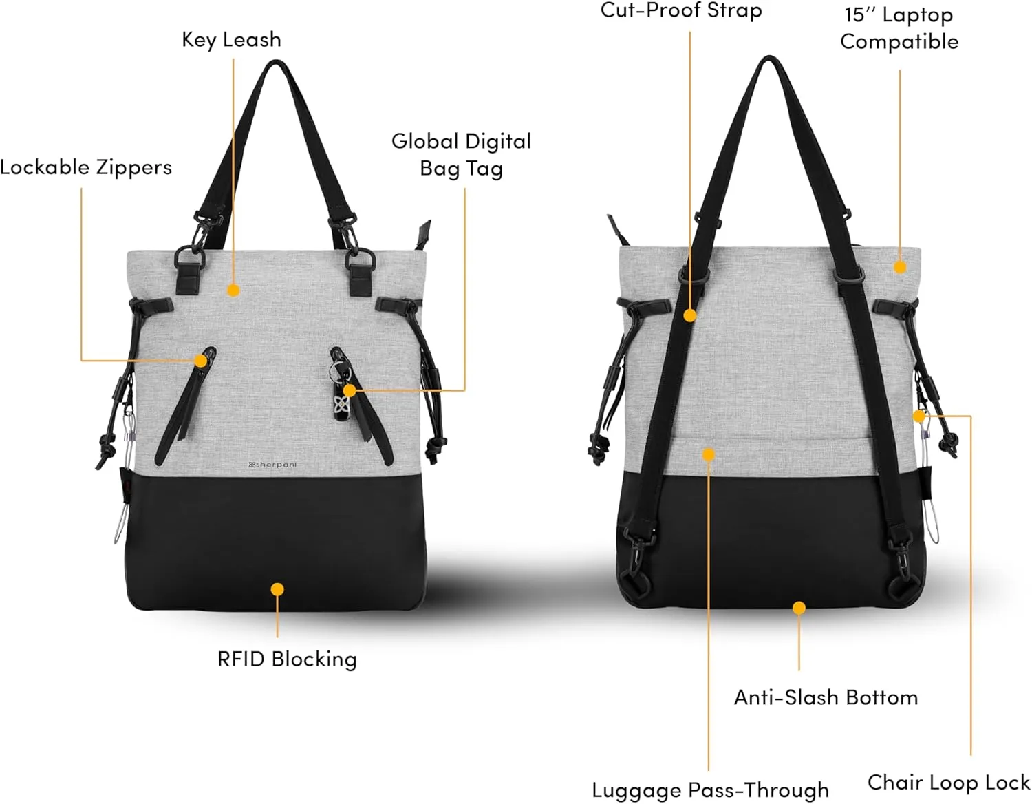 Sherpani Tempest, Anti-Theft Travel Backpack, Teacher Tote Bag, Backpack for Women, Fits 15 Inch Laptop (No Sleeve)