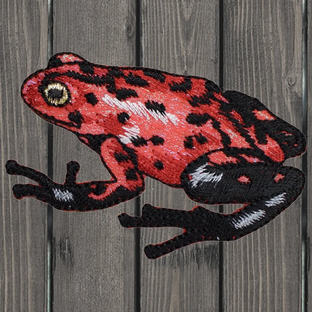 Shiny Red Frog Embroidered Patch — Iron On