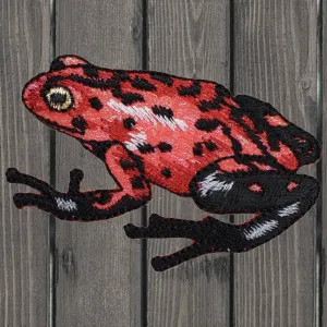 Shiny Red Frog Embroidered Patch — Iron On