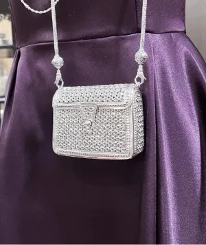 Shoulder Bag Pikun flower stencil pattern, 92.5% pure silver.