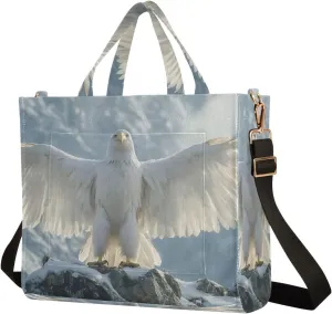 Shoulder Handbags for Women White Hawk Mountain Print, Corduroy Tote Bag Large Capacity Small Size