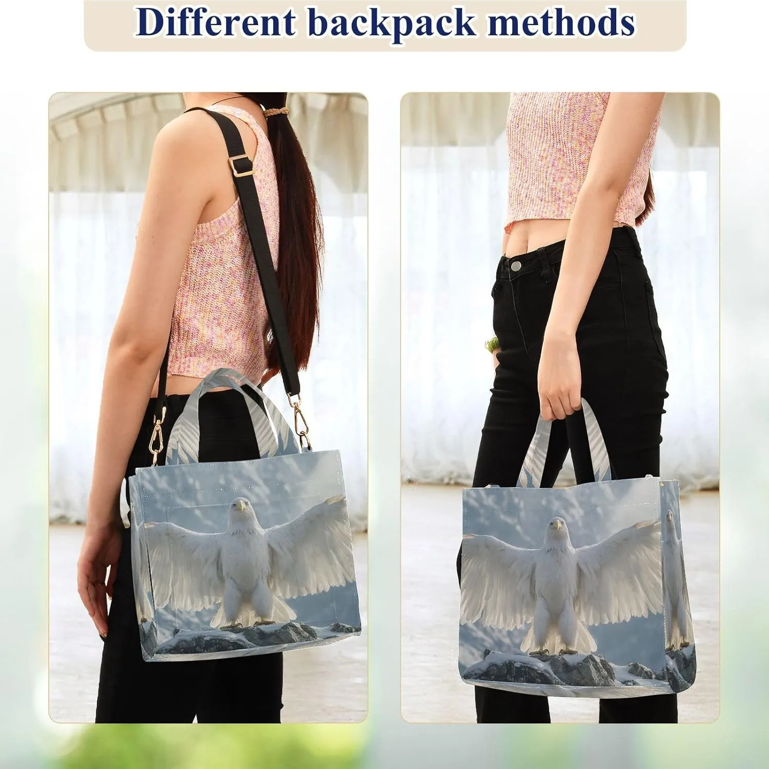 Shoulder Handbags for Women White Hawk Mountain Print, Corduroy Tote Bag Large Capacity Small Size