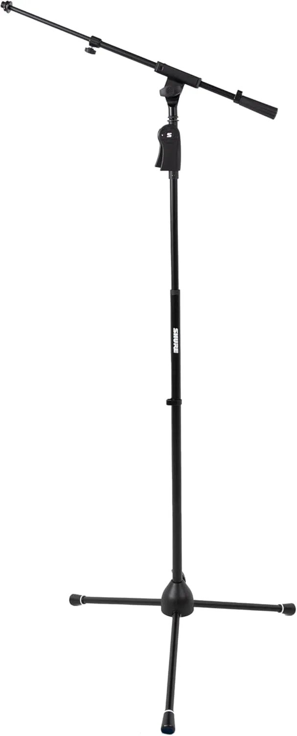 Shure by Gator Deluxe Tripod Mic Stand with Telescoping Boom and Pistol Grip One-Handed Clutch; (SH-TRIPODSTANDTBMDX)
