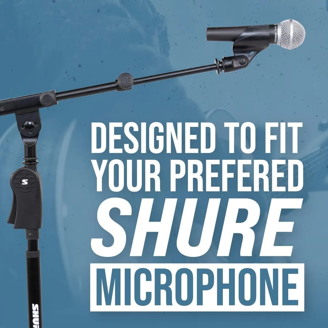 Shure by Gator Deluxe Tripod Mic Stand with Telescoping Boom and Pistol Grip One-Handed Clutch; (SH-TRIPODSTANDTBMDX)