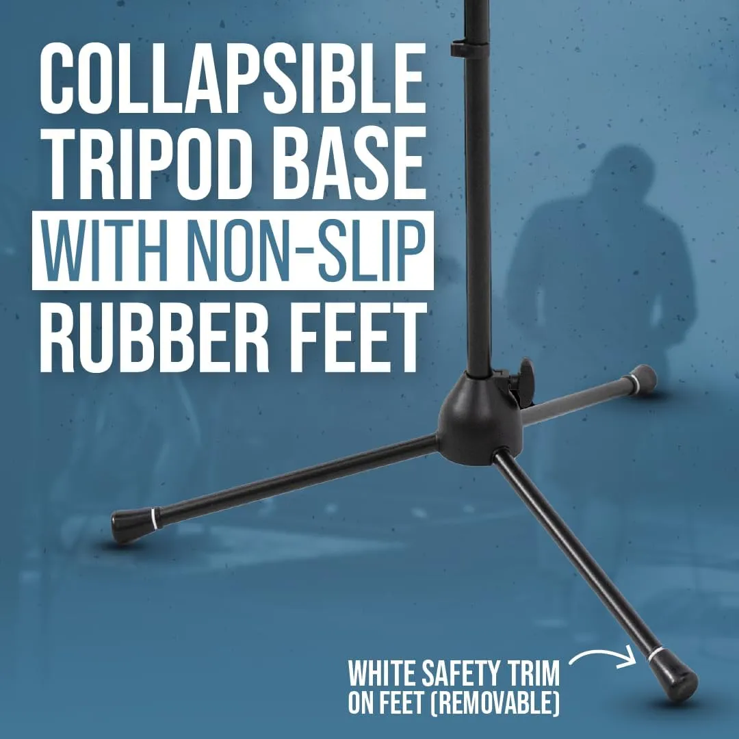 Shure by Gator Deluxe Tripod Mic Stand with Telescoping Boom and Pistol Grip One-Handed Clutch; (SH-TRIPODSTANDTBMDX)