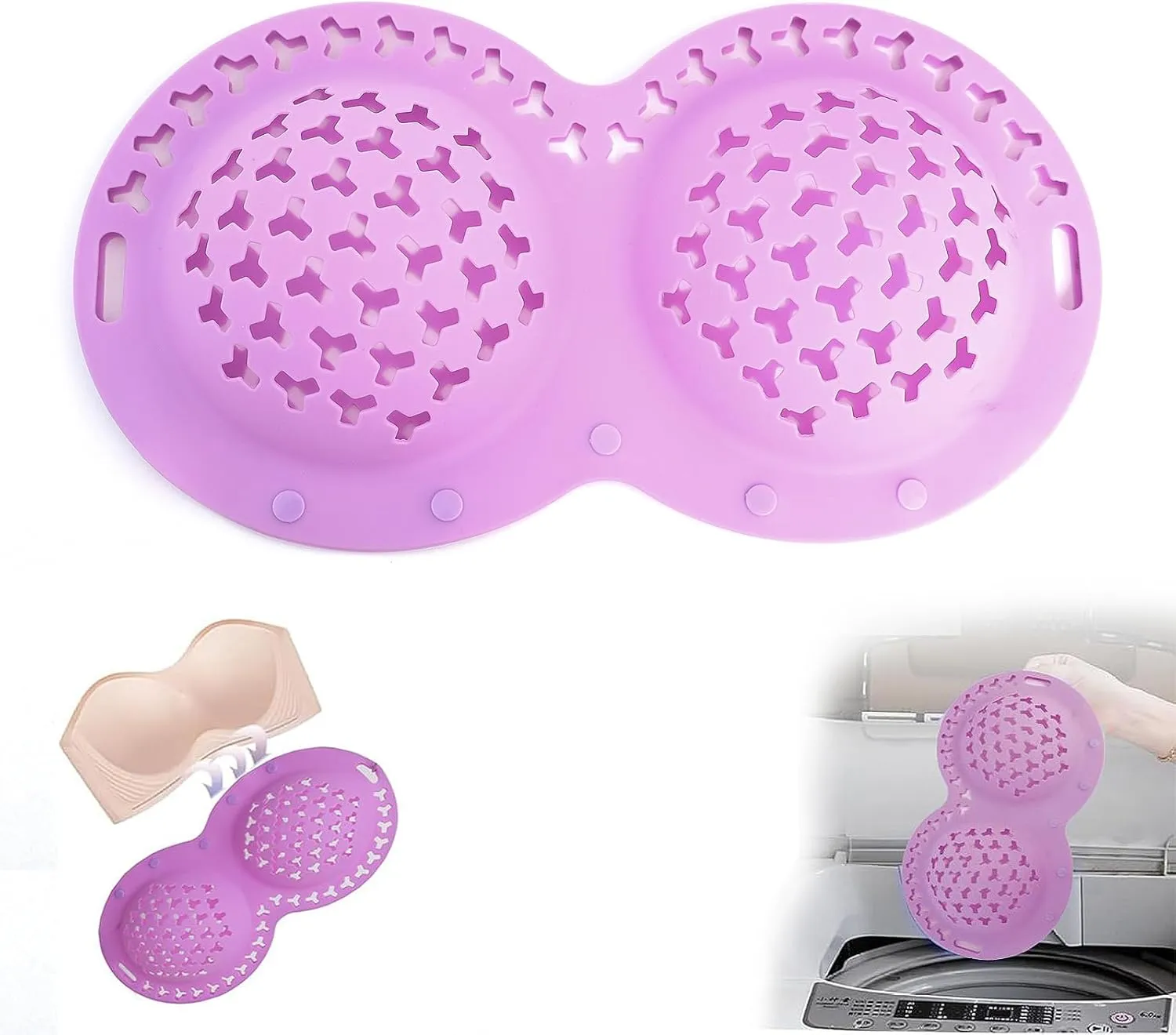 Silicone Bra Washing Bag，Mesh Underwear Laundry Bags, Suitable for all Cup Sizes bra,Sports Bras, Swimsuits, Socks & Silk, Anti Deformation Lingerie Bag for Washer/Dryer Machines (purple)