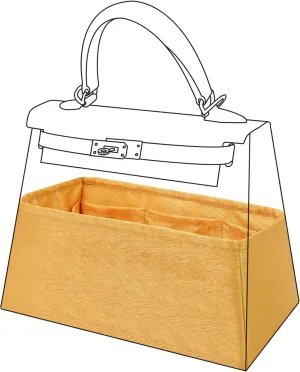 Silk Purse Organizer Insert for Kelly Bags, Lightweight Kelly Pochette Bag Insert Liner, Luxury Handbag Tote Shaper, Large Capacity Inner Bag (Kelly Pochette,Amber Yellow)