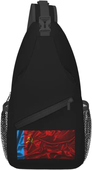 Silk Style Flag Of The Russian Soviet Federative Socialist Republic Crossbody Bags For Women Men Chest Backpack Gym Shoulder Bag Travel Outdoor Sports Casual Crossbody Bags